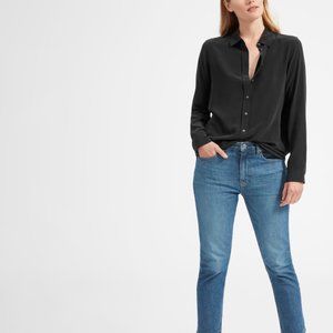 Everlane Relaxed Silk Shirt in black, size 4